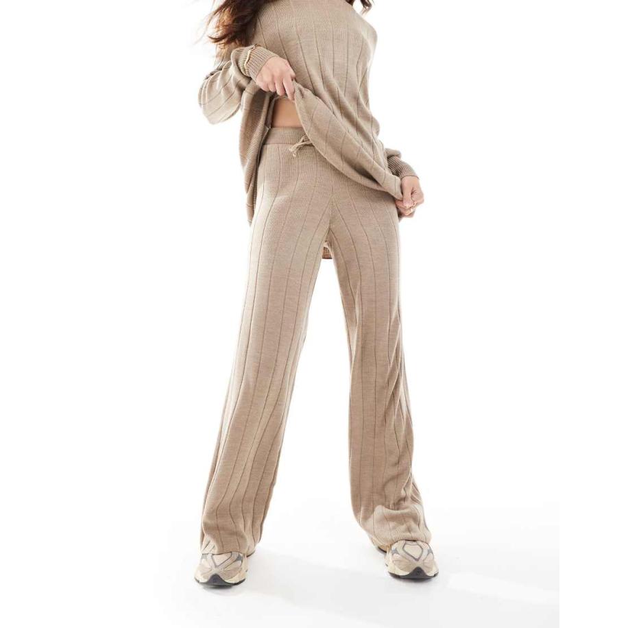 ONLY Gebreide broek met wijde pijpen in zandkleur, deel van co-ord set-Neutraal Multicolor