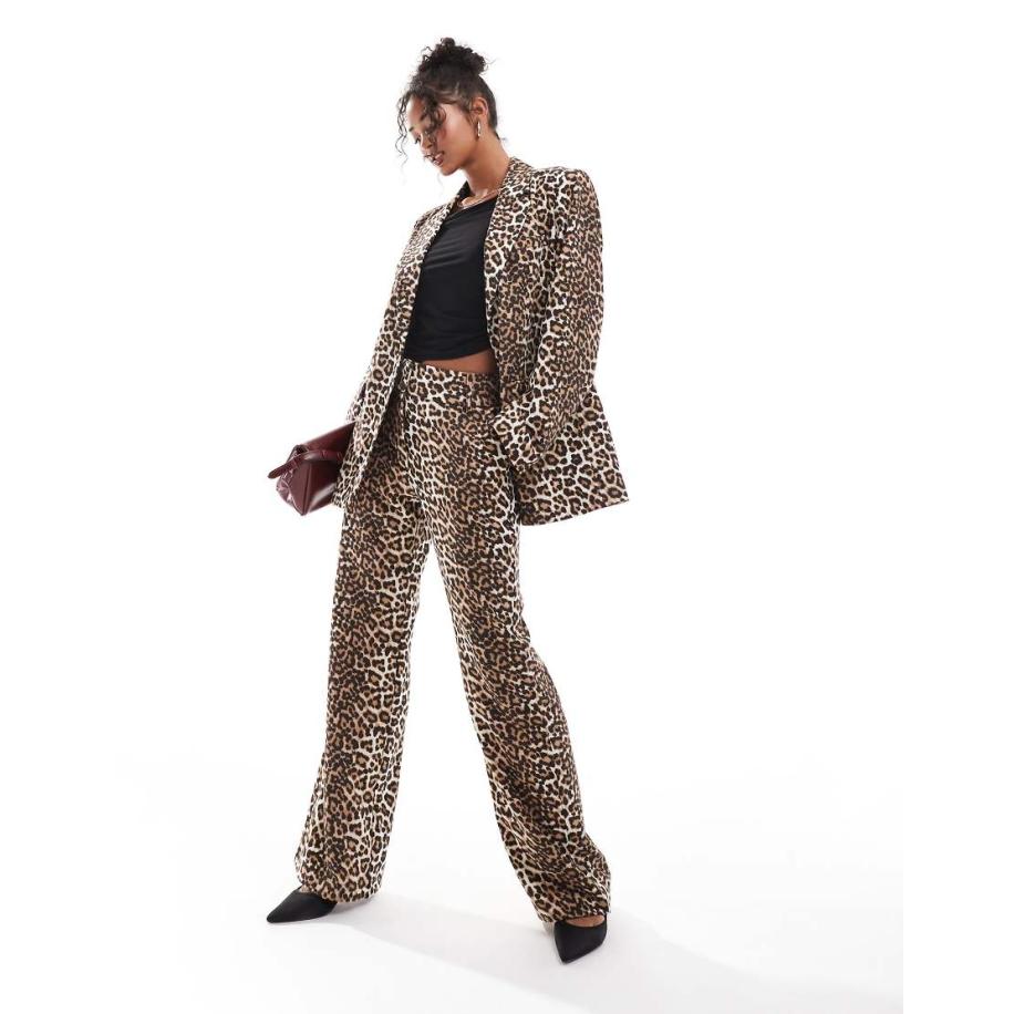 YAS Flare-broek met hoge taille in luipaardprint, deel van co-ord set-Veelkleurig Multicolor