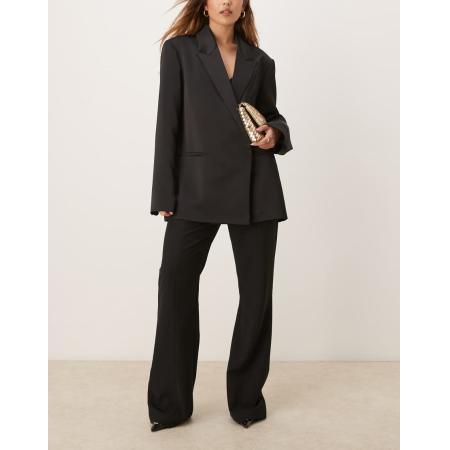 Gina Tricot Broek met uitlopende pijpen, hoge taille, effen tailleband en naad aan de voorkant in zwart