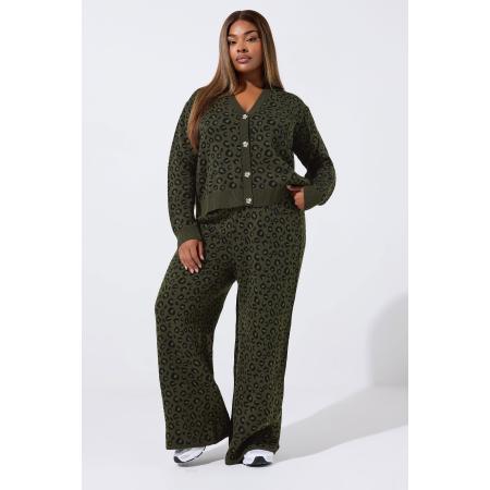 Limited Collection Curve Khaki Groene Luipaardprint Wijde Broek Size 54-56