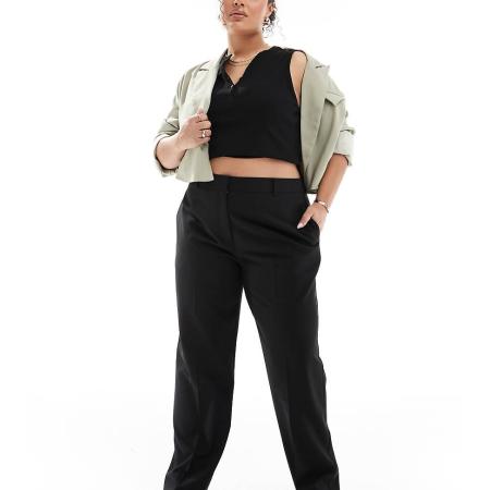 ASOS DESIGN Curve Elegante broek met rechte pijpen in zwart