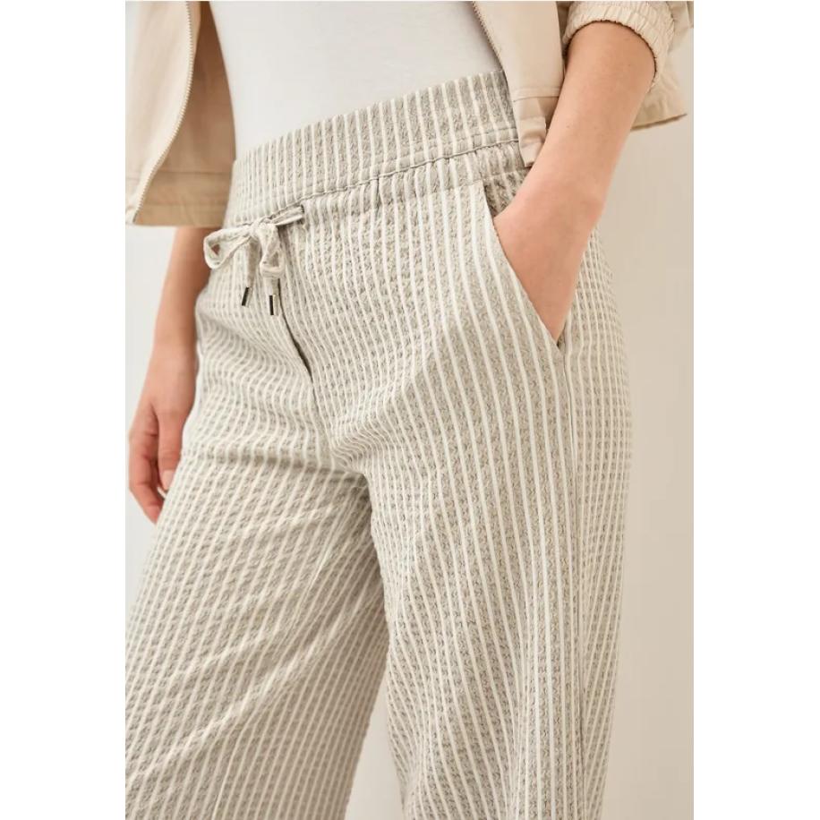 CECIL Gestreepte seersucker broek Bruin