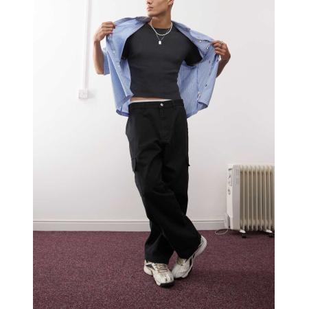 Obey - Bigwig - Baggy cargobroek van keperstof in zwart