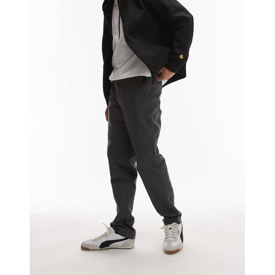 Topman - Smalle chinobroek in antracietgrijs Grijs