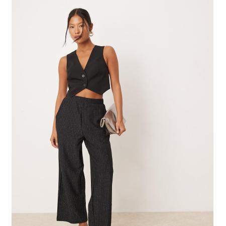 JDY Petite Broek met wijde pijpen in zwart