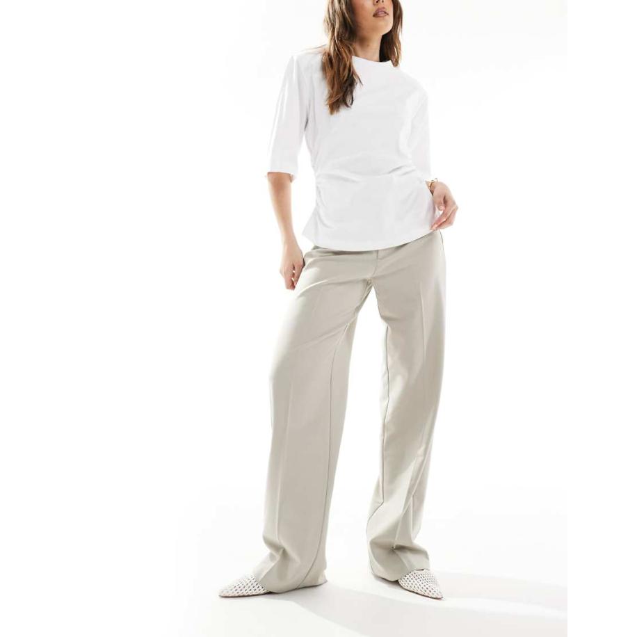 Pull & Bear Elegante broek met rechte pijpen in stone-Neutraal Multicolor