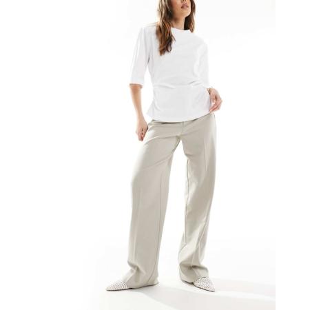 Pull & Bear Elegante broek met rechte pijpen in stone-Neutraal