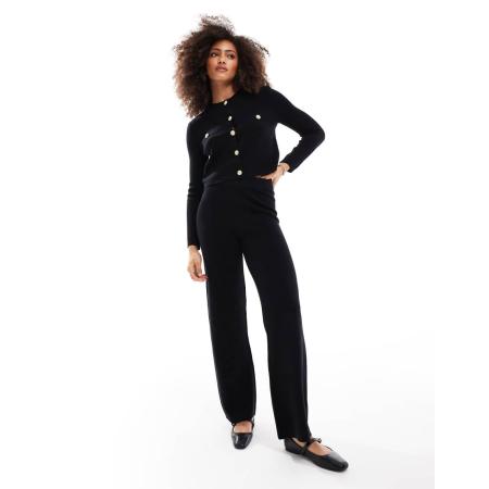 Vero Moda Gebreide broek met wijde pijpen in zwart, deel van co-ord set