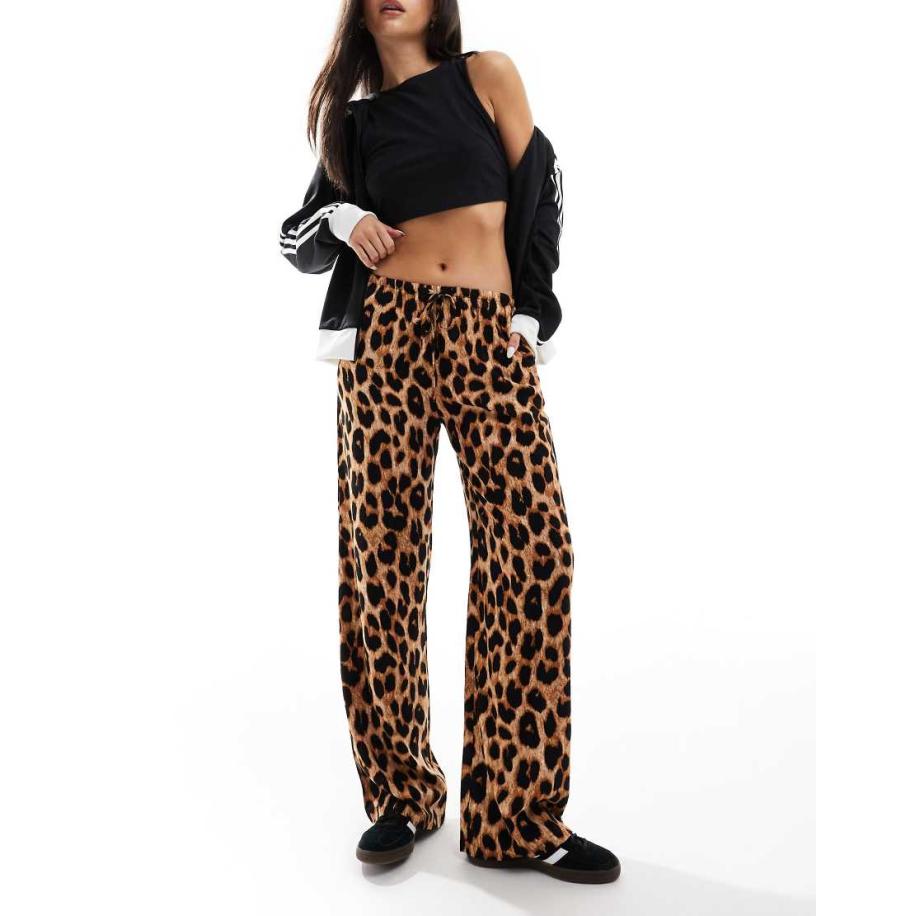 Daisy Street Broek zonder sluiting met trekkoord in luipaardprint-Veelkleurig Multicolor