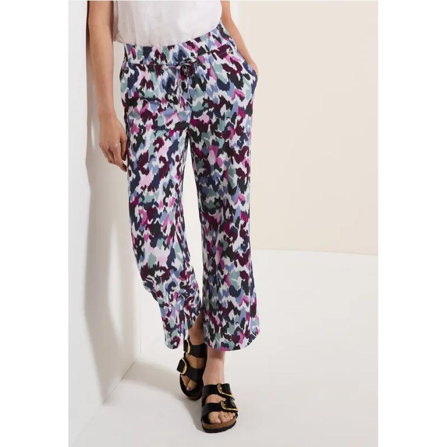 CECIL Broek met gedessineerde Wide Legs Wit