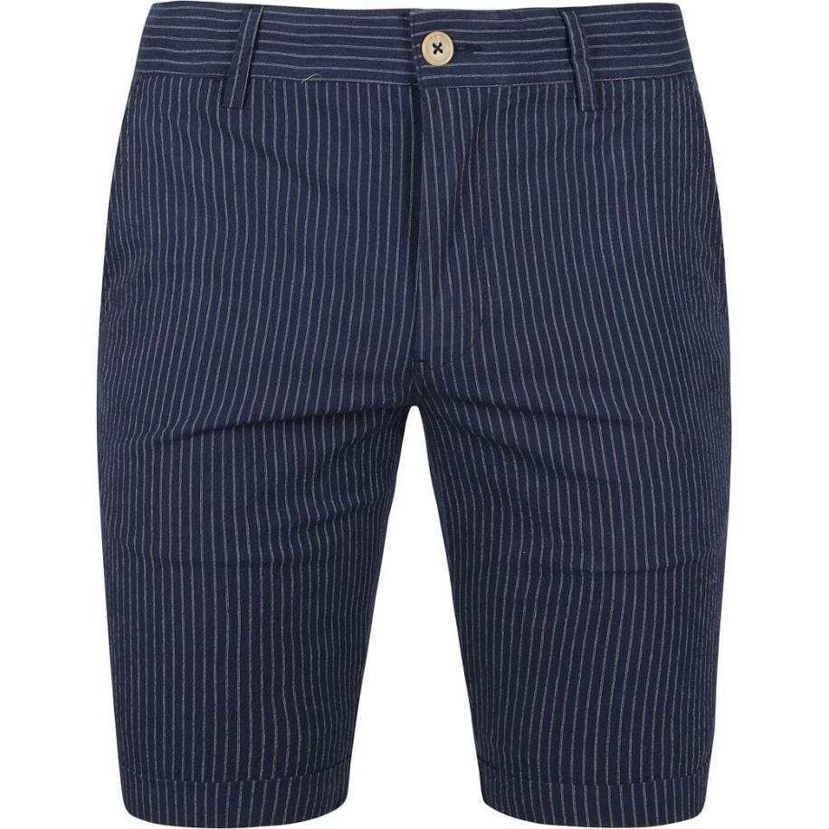Suitable Aswin Short Donkerblauw Gestreept Blauw