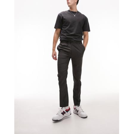Topman - Nette skinny broek met elastische tailleband in antraciet-Grijs