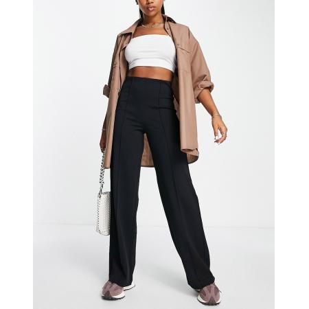 Vero Moda Broek met wijde pijpen en geplooide voorkant in zwart