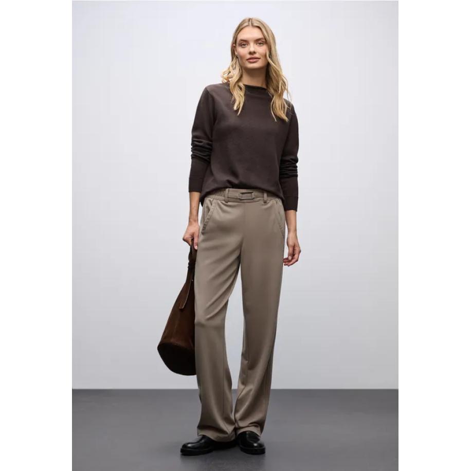 Street One Broek met rechte pijpen en details Bruin