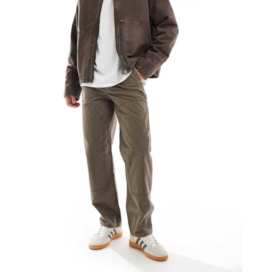 River Island - Ruimvallende workwear broek in bruin Bruin