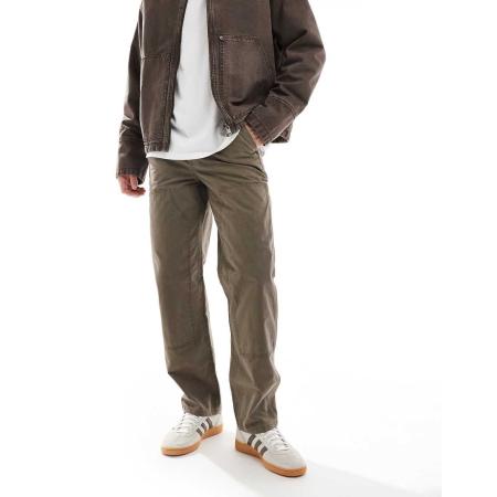 River Island - Ruimvallende workwear broek in bruin
