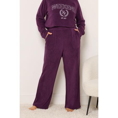 Yours Bordeauxrode Fleecebroek Met Wijde Pijpen Size 66-68