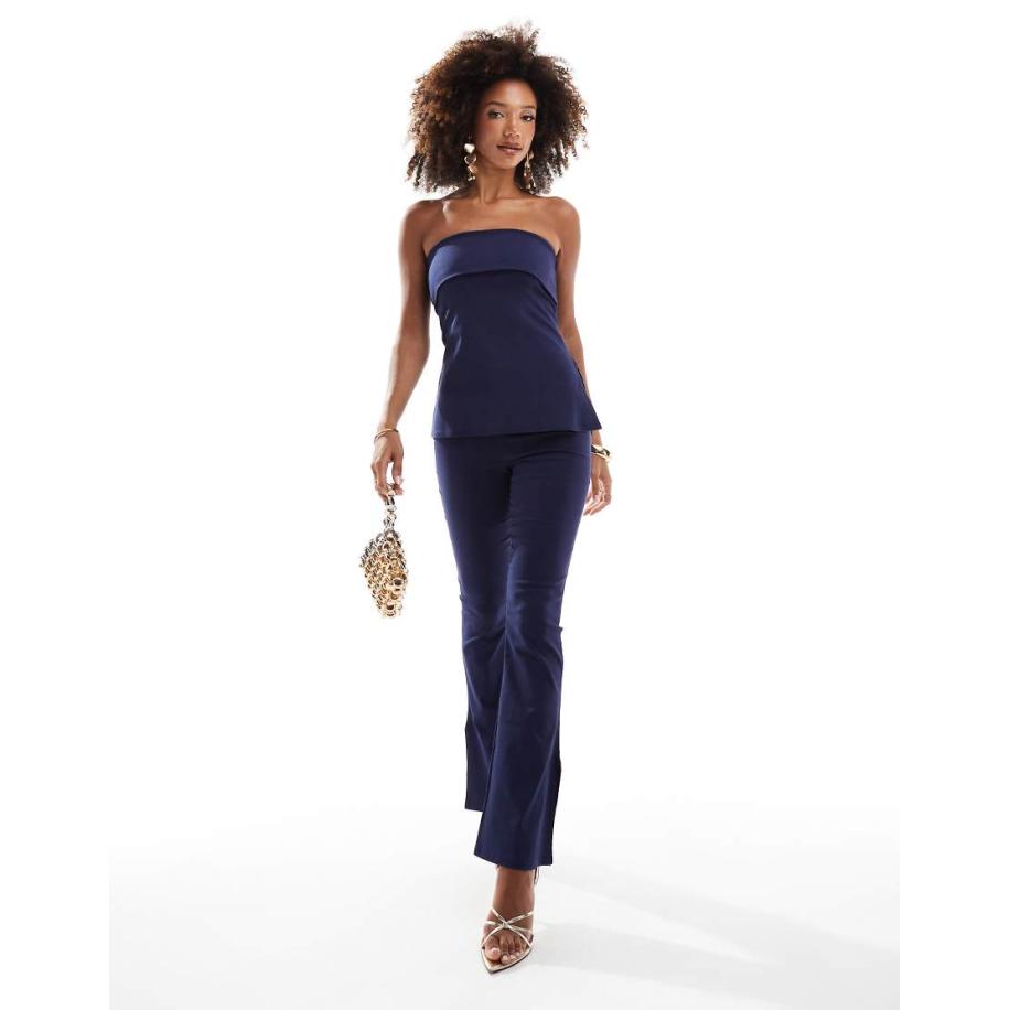 In The Style Bengaline broek met rechte pijpen in marineblauw, deel van co-ord set Blauw