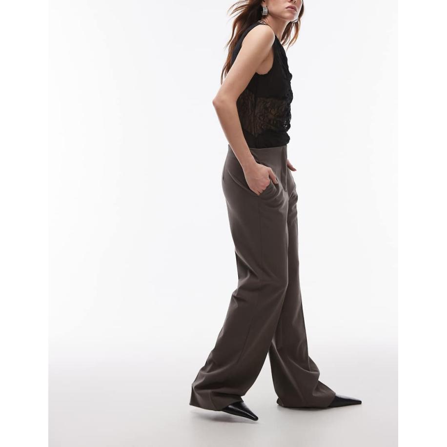 Mango Elegante broek met plooien aan de voorkant in bruin Bruin