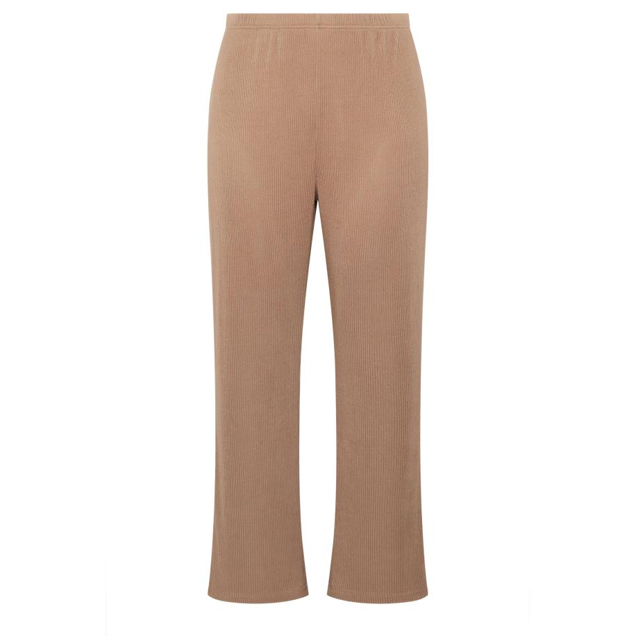 Yours Camelbruine Geribbelde Broek Met Wijde Pijpen Size 58-60 Bruin