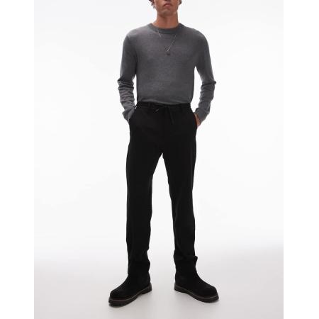 Mango - Slim-fit broek met verstelbare taille met trekkoord in zwart