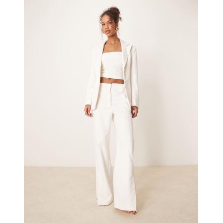 YAS Premium elegante broek met wijde pijpen in gardenia wit, deel van co-ord set