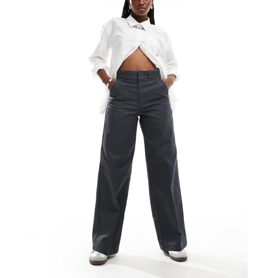 Dickies Grove Hill Broek met wijde pijpen in donkergrijs, exclusief bij ASOS Grijs