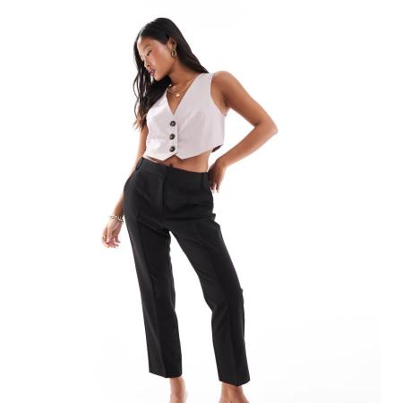 ASOS DESIGN Petite Elegante smalle enkellange rechte broek in zwart