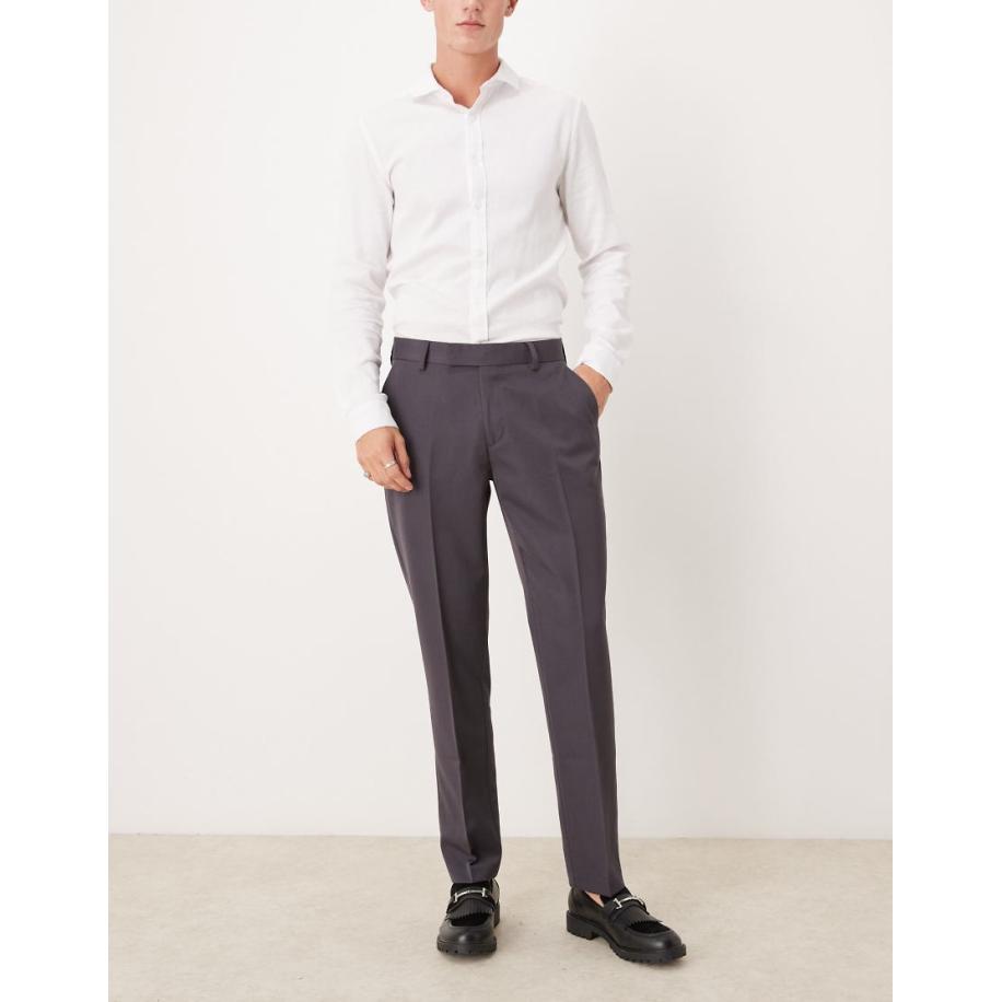 ASOS DESIGN - Nette slim-fit broek in antraciet-Grijs Grijs