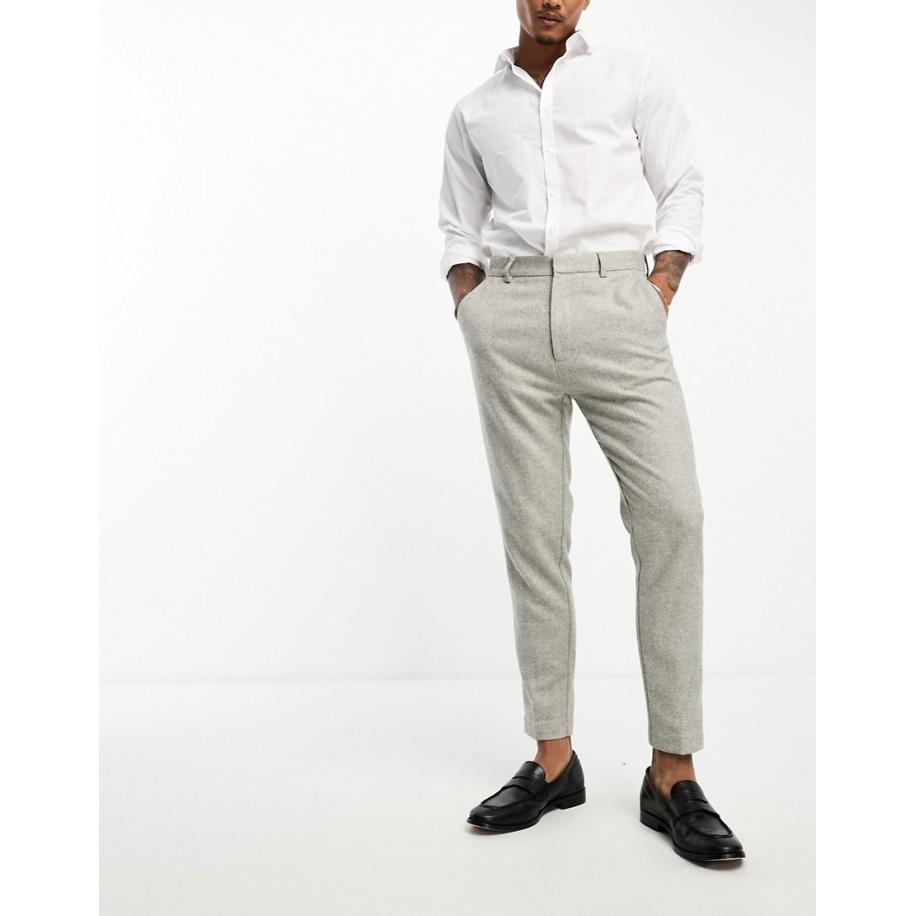 ASOS DESIGN - Nette toelopende broek met microtextuur in grijs Grijs