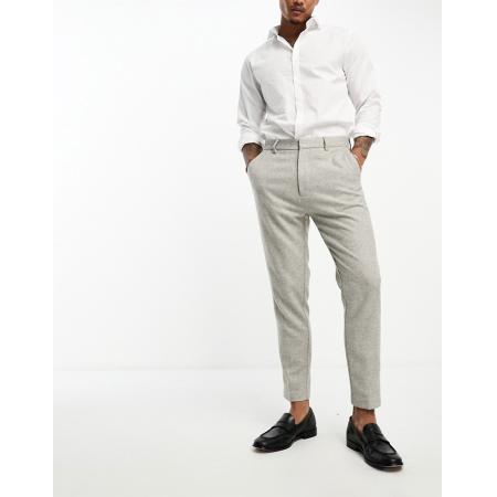 ASOS DESIGN - Nette toelopende broek met microtextuur in grijs