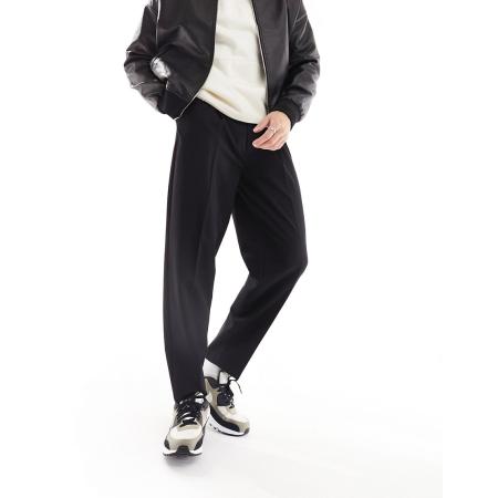 ASOS DESIGN - Nette oversized toelopende broek in zwart
