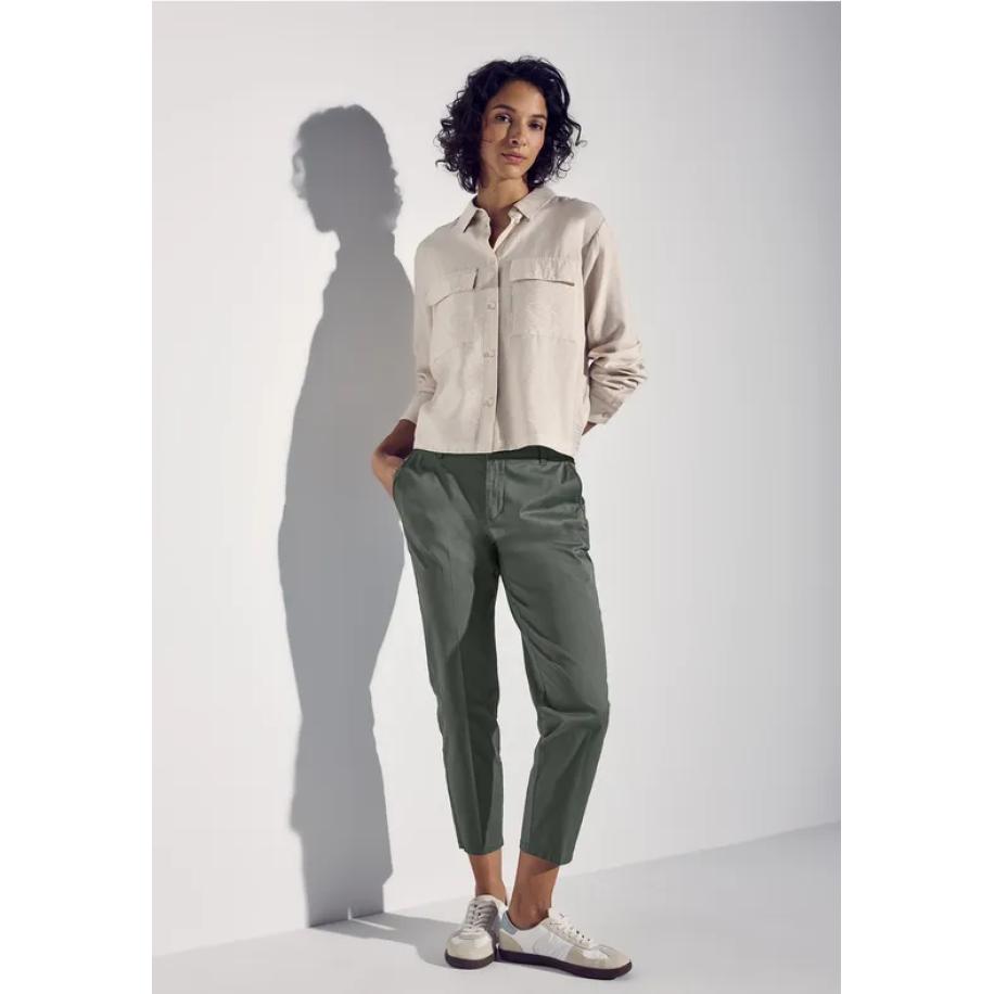 Street One Zachte keperstof chino Groen