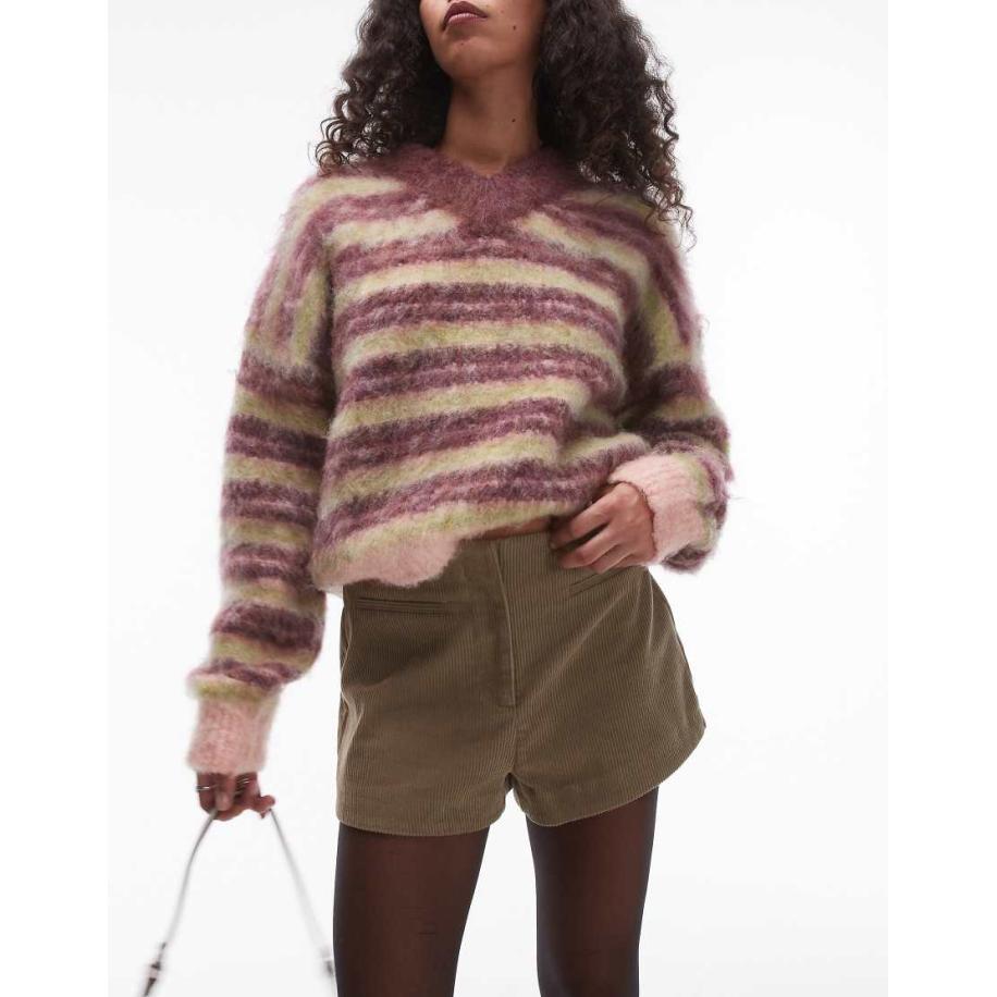 Topshop Mini short van corduroy in bruin-Neutraal Multicolor
