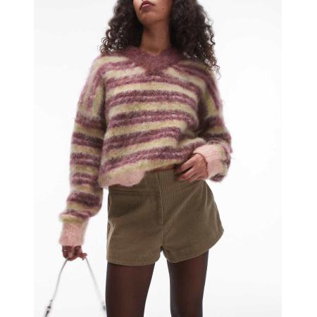 Topshop Mini short van corduroy in bruin-Neutraal