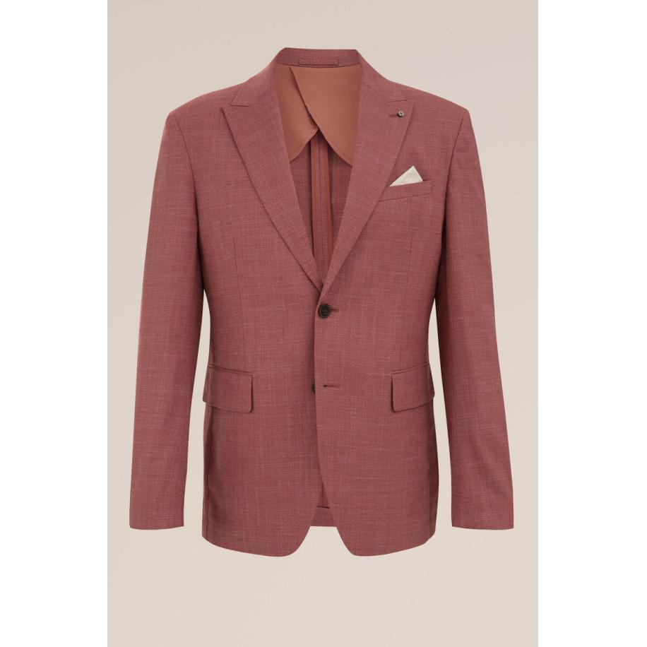 WE Fashion Heren Slim fit blazer van linnenmix - Slim Fit - Donkerrood - Maat: 52 Rood