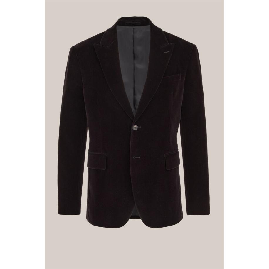 WE Fashion Heren slim fit velvet blazer - Slim Fit - Donkerbruin - Maat: 46 Bruin
