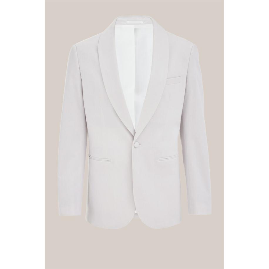 WE Fashion Heren slim fit velvet blazer - Slim Fit - Lichtgrijs - Maat: 46 Grijs