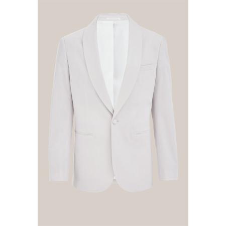 WE Fashion Heren slim fit velvet blazer - Slim Fit - Lichtgrijs - Maat: 46