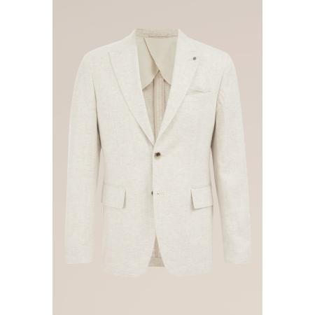 WE Fashion Heren Slim fit blazer van linnenmix - Slim Fit - Beige - Linnen - Maat: 52