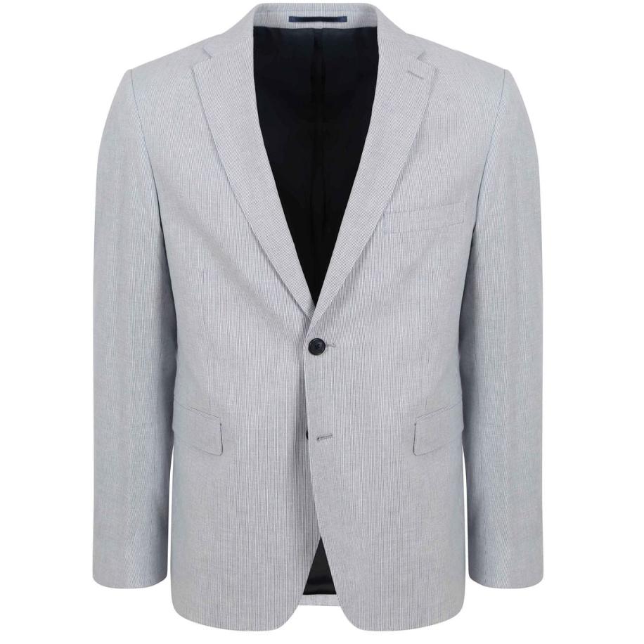 Suitable Blazer Linnen Streep Lichtblauw Blauw