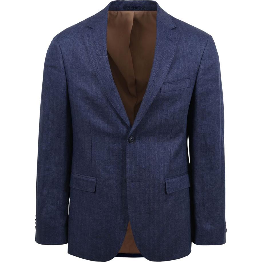 Suitable Blazer Linnen Royal Blauw Blauw