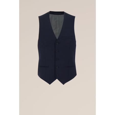 WE Fashion Heren premium wolmix gilet - Slim Fit - Donkerblauw - Maat: 44