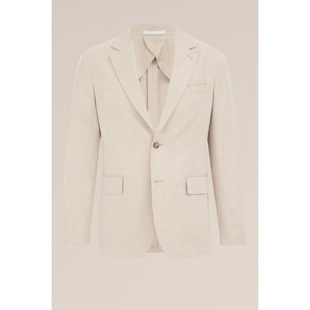 Van Gils heren blazer met stretch en visgraatmotief - Slim Fit - Beige - Katoen - Maat: 50