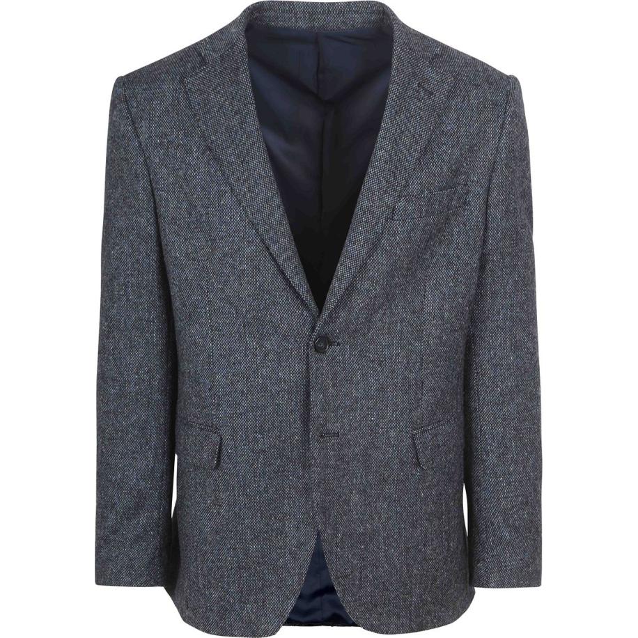 Suitable Birds Eye Colbert Merinowol Navy Blauw