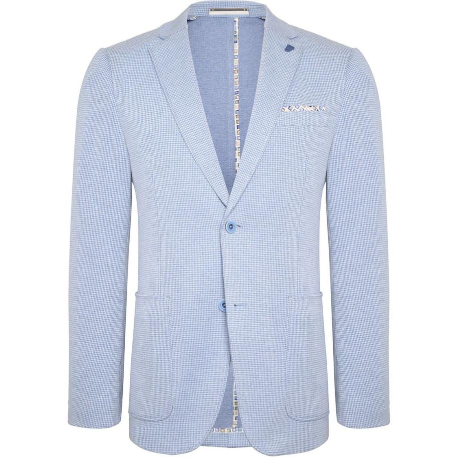 R2 Halflined Colbert Print Lichtblauw Blauw