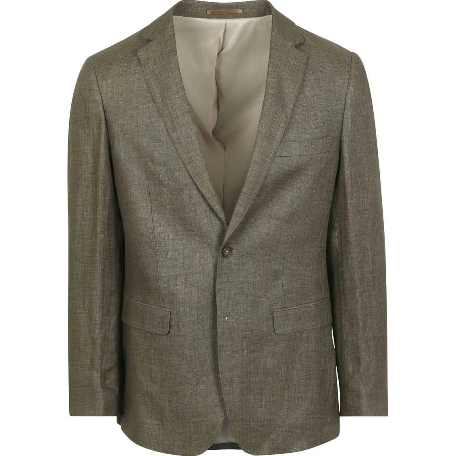 Suitable Blazer Linnen Panama Olijfgroen Groen