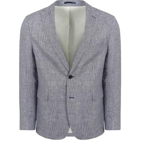 Suitable Blazer Pepita Linnen Blauw