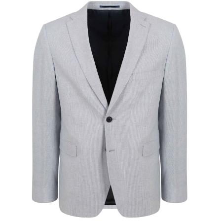 Suitable Blazer Linnen Streep Lichtblauw