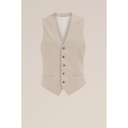 WE Fashion Heren gilet met subtiele ruit en stretch - Slim Fit - Beige - Maat: 48